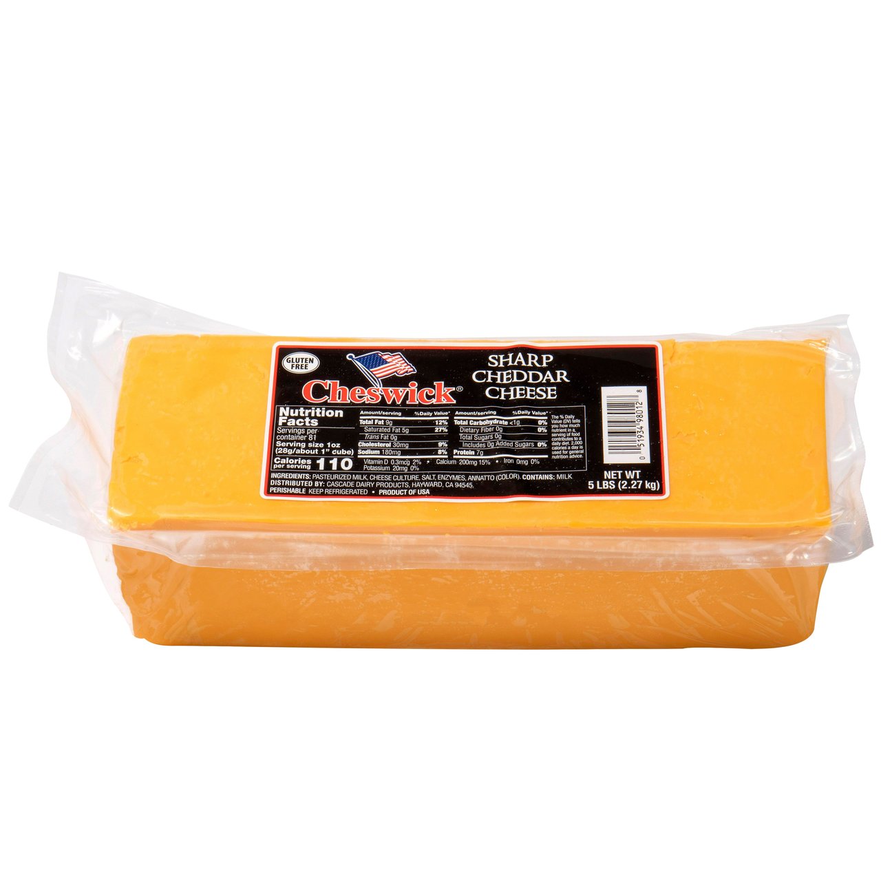Cheswick Sharp Cheddar Cheese, 5 lbs - Image 1