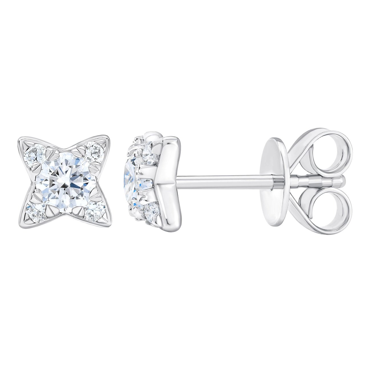 14kt White Gold VS2 I 0.50 CTW Round Diamond Star Earrings - Image 1