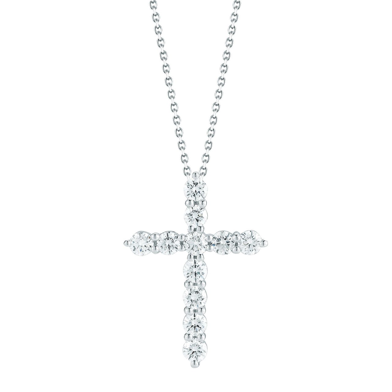 14kt White Gold VS2 I 1.00ctw Round Diamond Cross Pendant - Image 1