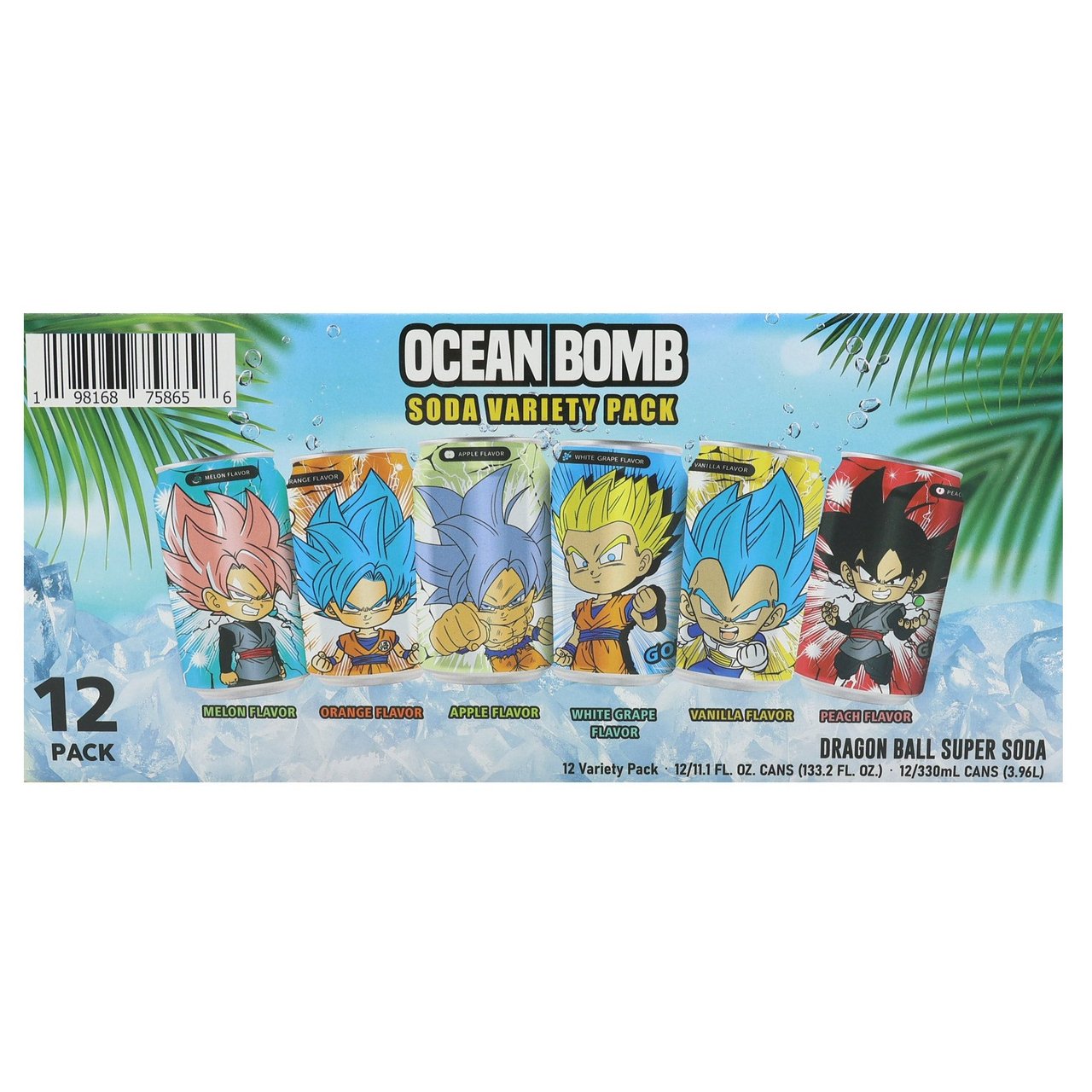 Ocean Bomb Dragon Ball Z Soda Variety 12 Pack, 11.1 oz Each - Image 1