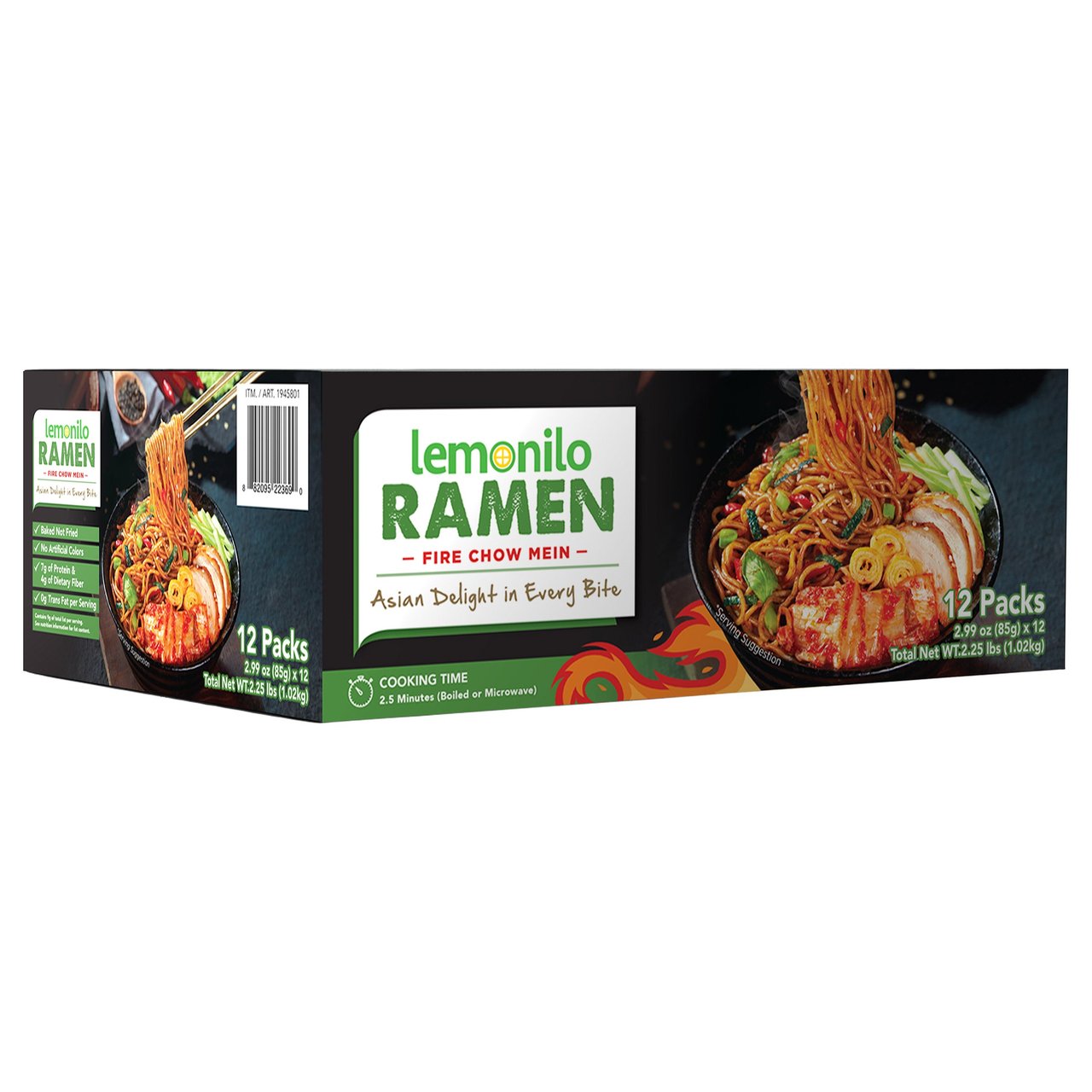 Lemonilo Ramen Fire Chow Mein, 12/2.99 oz - Image 1