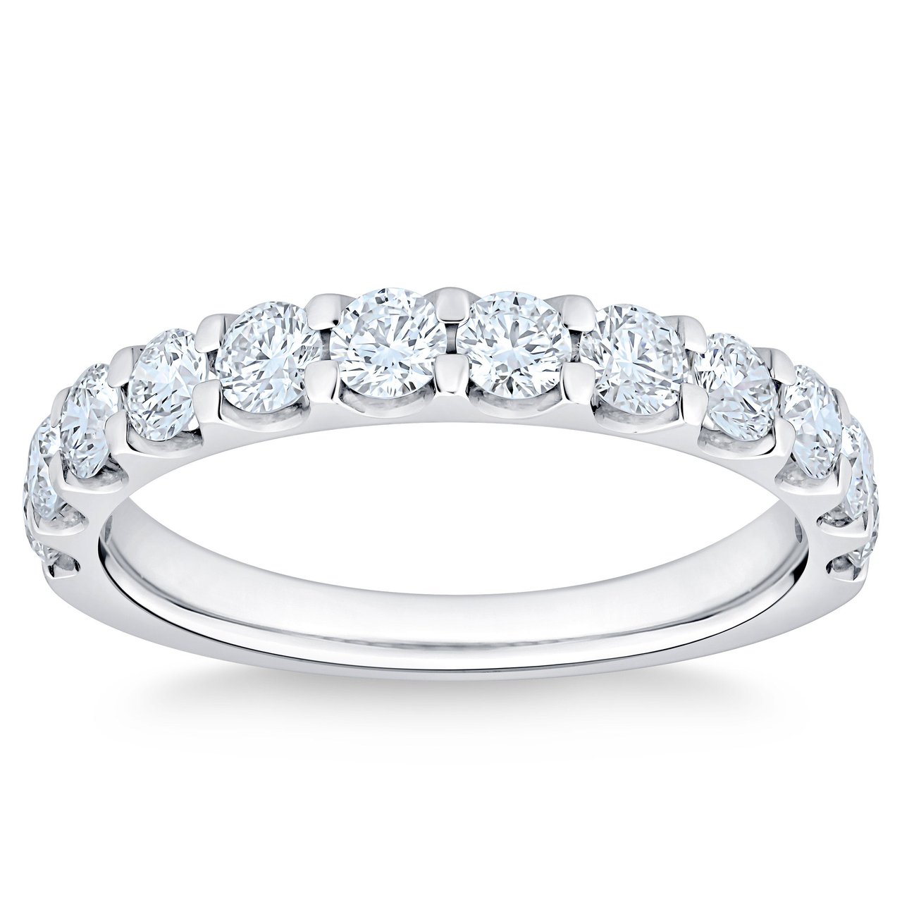 14K WHITE GOLD I VS2 1CTW ROUND BRILLIANT DIAMOND BAND - Image 1