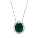 14kt White Gold VS2 I 0.45ctw Diamond & Oval Lab Emerald Pendant