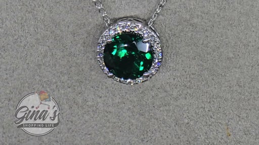 14kt White Gold VS2 I 0.14 ctw Diamond & Lab Created Emerald Necklace 18"