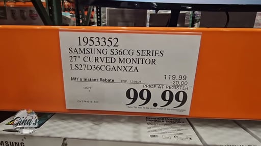 Samsung S36CG Series 27" Curved Monitor LS27D36CGANXZA