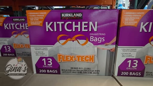 Kirkland Signature Flex-Tech Kitchen Bags, 200 Count / 13 Gallon