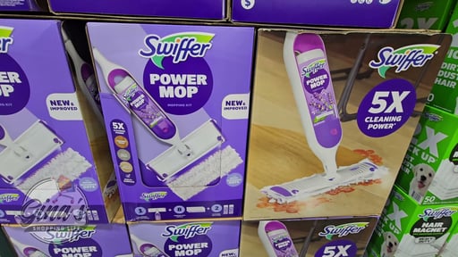 Swiffer PowerMop Starter Kit - 1 Mop, 2 Solution Bottles & 8 Pads