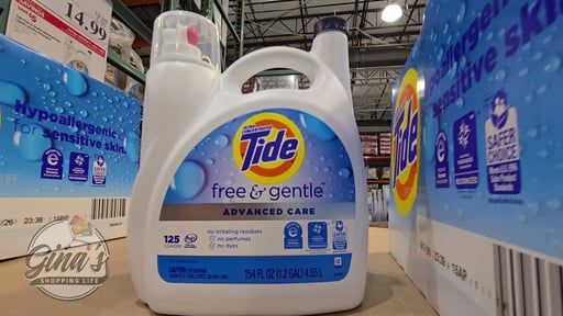 Tide Advanced Care Liquid Laundry Detergent, Free & Gentle, 125 Loads, 154 fl oz