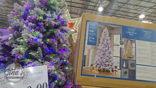 9' Pre-Lit Flocked Micro LED with Twinkle Christmas Tree