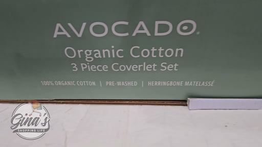 Avocado Coverlet Set Organic Cotton Percale 3-Piece Queen