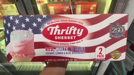 Thrifty Sherbet Red, White & Blue — Cherry, Lemon & Blue Raspberry (2-Pack, 48 oz Each)