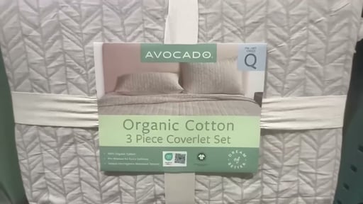Avocado Jacquard Coverlet Set, Organic Cotton Percale, 3-Piece, Queen