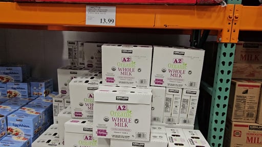 Kirkland Signature A2 Organic Whole Milk 3/0.5 gal