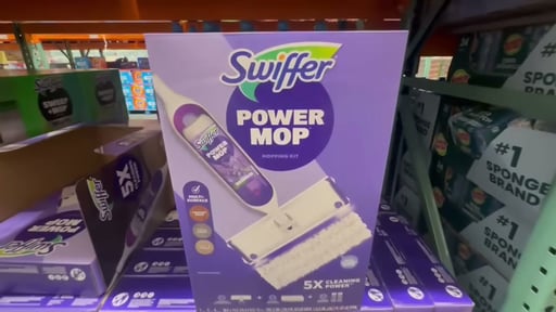Swiffer PowerMop Starter Kit - 1 Mop, 2 Solution Bottles & 8 Pads