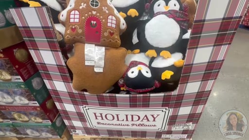 HOLIDAY DECOR PILLOWS PENGUIN OR GINGERBREAD HOUSE