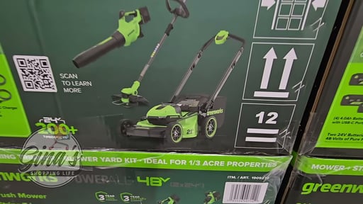 Greenworks 2x24V Mower, Trimmer, Blower Combo Kit with (4) 4Ah Batteries
