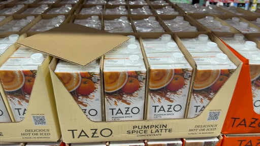 Tazo Pumpkin Spice Chai Latte Black Tea Concentrate, 3 × 32 oz