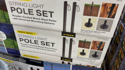 Excello Global Products 10 ft. String Light Pole, 2-Pack