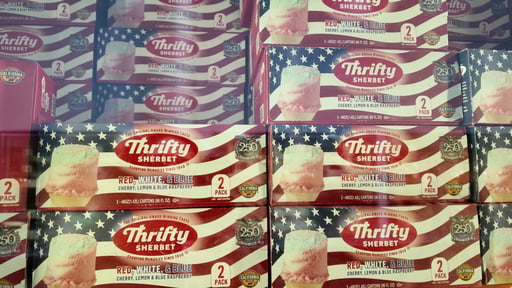 Thrifty Sherbet Red, White & Blue — Cherry, Lemon & Blue Raspberry (2-Pack, 48 oz Each)
