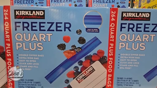 Kirkland Signature Freezer Quart Plus Bags, 6 Boxes of 44 Count (Total 264)