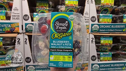 Simply Fresh Organic Blueberry Walnut & Feta Salad with Grilled Chicken, 2 x 5.7 oz