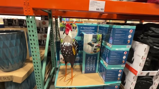 35 Inch Farmhouse Rooster Metal Statue