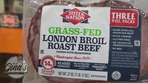 Dietz & Watson Grass Fed Roast Beef London Broil, 3 x 9 oz