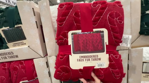 Holiday Embroidered Faux Fur Throw