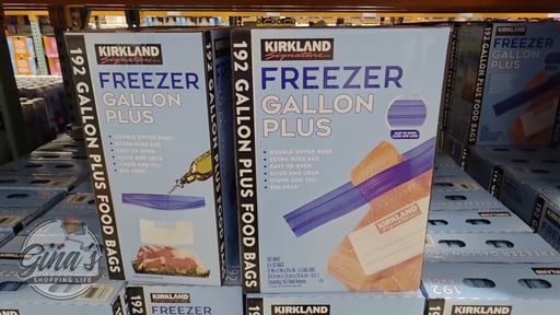Kirkland Signature Freezer Gallon Plus Bags, Double Zipper, 192 Count (6 Boxes of 32)