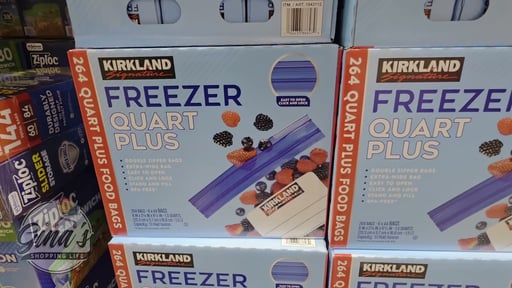 Kirkland Signature Freezer Quart Plus Bags, 6 Boxes of 44 Count (Total 264)