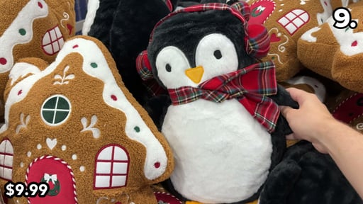 HOLIDAY DECOR PILLOWS PENGUIN OR GINGERBREAD HOUSE