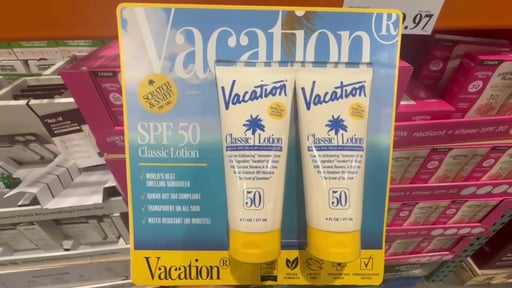 Vacation Classic Lotion SPF 50, 2-Pack of 6 fl oz Bottles with Air Freshener