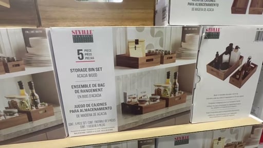 Seville Classics 5-Piece Acacia Storage Bin Set