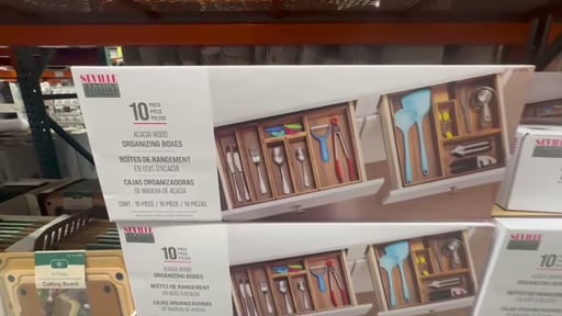 Seville Classics 10-Piece Acacia Wood Organizing Box Set