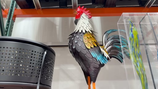 35 Inch Farmhouse Rooster Metal Statue