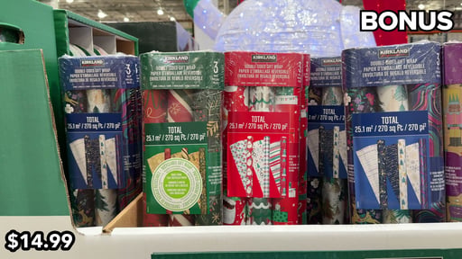 Kirkland Signature Wrapping Paper 3 Rolls 270 Sq. Feet Total