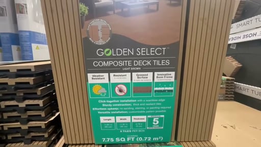 Golden Select 12" x 12" Composite Deck Tiles, Pack of 8