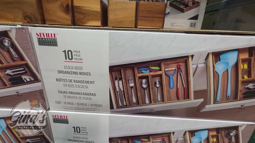 Seville Classics 10-Piece Acacia Wood Organizing Box Set