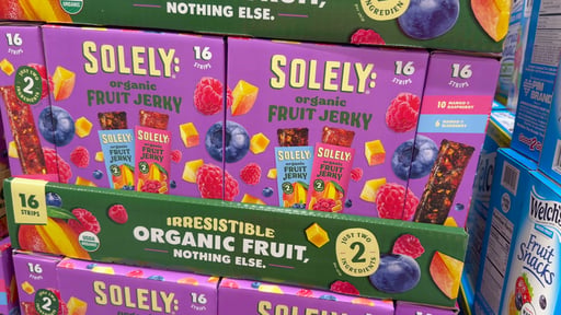Solely Organic Fruit Jerky Variety Pack, 16 Count, 0.8 oz Strips