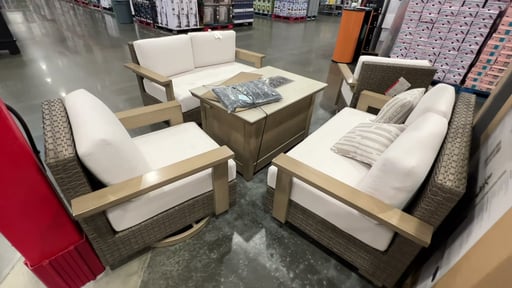 Agio Juniper 5-Piece Deep Seating Set with Fire Table