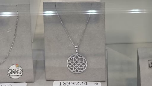 14KT White Gold Textured Design Medallion Pendant