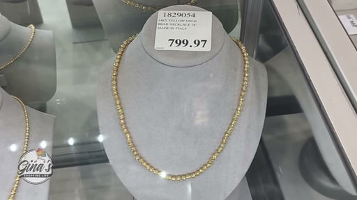 14kt Yellow Gold Bead Necklace 18" Made in Italy