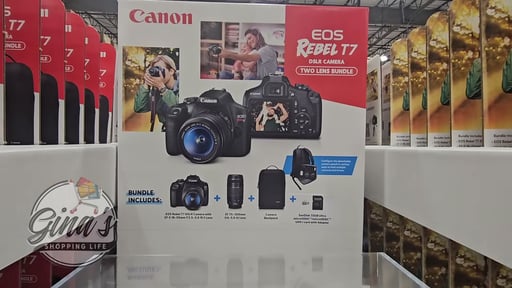 Canon T7 2-Lens Kit DSLR Bundle with SD Card and Backpack