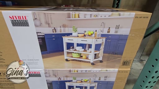 Seville Acacia Kitchen Cart with Acacia Shelves