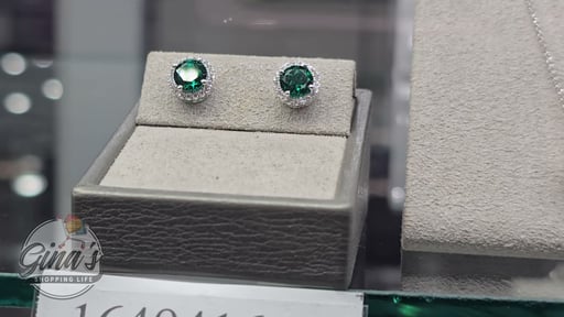 14kt White Gold VS2 I 0.17ctw Diamond & Lab Emerald Earrings