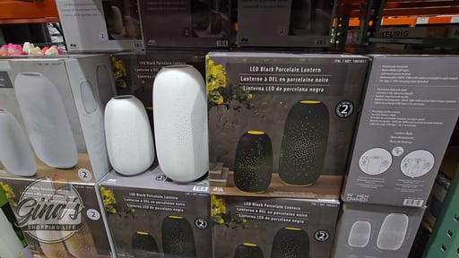 Evergreen LED Porcelain Lanterns, Set of 2