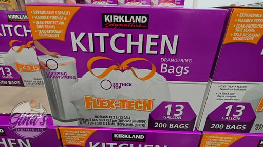 Kirkland Signature Flex-Tech Kitchen Bags, 200 Count / 13 Gallon