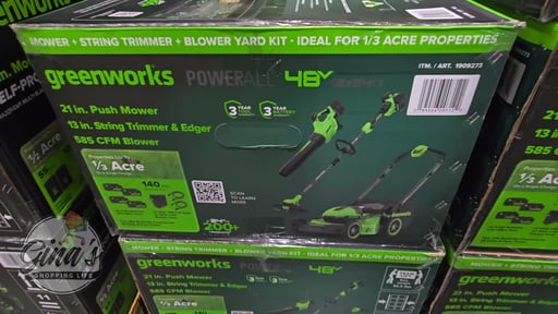 Greenworks 2x24V Mower, Trimmer, Blower Combo Kit with (4) 4Ah Batteries