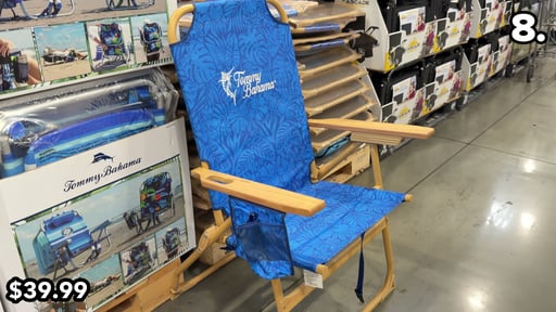 Tommy Bahama Hi-Boy Beach Chair Wood Grain Finish Blue Palm/Blue Stripe