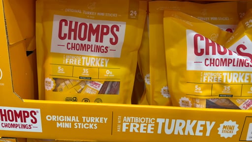 Chomps Turkey Chomplings Mini Meat Sticks 12 oz, 24-Count